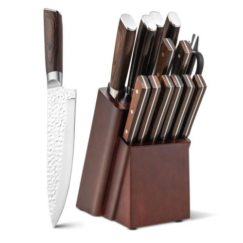 15 Pieces Stainless Steel Knife Block Set with Ergonomic Handle 15 Pieces Stainless Steel Knife Block Set with Ergonomic Handle
