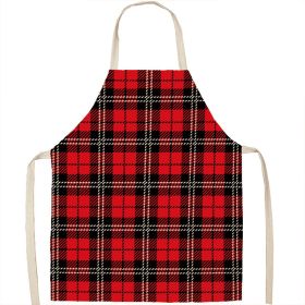 Christmas Apron Linen Oil-proof Anti-fouling Gingham Check Ginger Cake Household Bib Halter (Option: 5style-55x68cm)