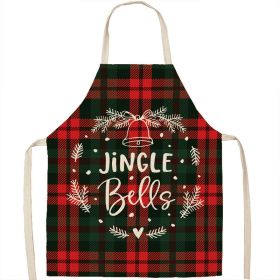 Christmas Apron Linen Oil-proof Anti-fouling Gingham Check Ginger Cake Household Bib Halter (Option: 13style-55x68cm)